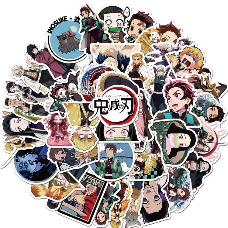 Bicycle Guitar Skateboard Waterproof Stikers 50 Pcs Japan Anime Character Demon Slayer DIY Stickers