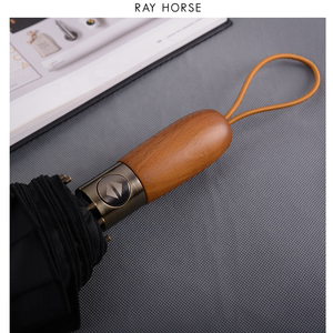 Luxury <span class=keywords><strong>Single</strong></span> Layer Mens Folding <span class=keywords><strong>Umbrella</strong></span> Tự Động Mở Hình Bầu Dục Gỗ Xử Lý 3 <span class=keywords><strong>Fold</strong></span> <span class=keywords><strong>Umbrella</strong></span> Với Logo Tùy Chỉnh - Product Image 6