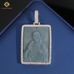 Nuevo y Moderno Collar con Colgante Religioso de Jesús, con Certificado GRA, Completamente Engastado, Estilo Hip Hop, Plata 925, Diamante Moissanita VVS1, Jade - Product Image 2