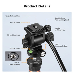 K&F <span class=keywords><strong>Concept</strong></span> TG10 Testa Fluida per Treppiede in Lega di Alluminio Nera, Superficie Liscia e Stabile per Riprese Video a 360° ° Supporto Pan-Tilt per Fotocamera - Product Image 5