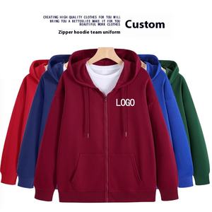 Custom Outono Trabalho Roupas Grupo Edifício Cardigan Com Capuz com Zíper Fino Empresa Logo Anunciou Padrão Sólido Camisa - Product Image 1