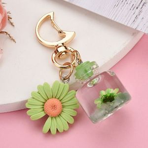 Personalized Small Chrysanthemum Moon <b>Key</b> <b>Chain</b> with Oil and Quicksand Artificial Flower Wish Bottle Bag Pendant Car <b>Key</b> Ring - Product Image 5