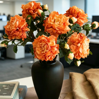 Bunga Sutra Peony 3D Custom dengan Tepi Terbakar, Bunga Artifisial Realistis Lembut untuk Dekorasi Rumah, Pernikahan, Hari Valentine & Hari Ibu