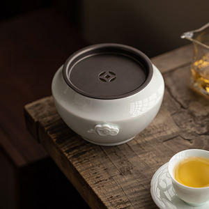 Hutian Kiln Yingqing Ceramic <b>Tea</b> Dregs Jar With Lid For Kung Fu <b>Tea</b> <b>Set</b> Accessories 120ml - Product Image 3