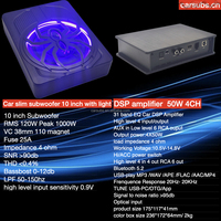 Subwoofer actif sous siège de voiture 10 pouces avec éclairage, 120W RMS et DSP 4 entrées 6 sorties, 6 sorties RCA 50W 4 canaux, contrôle par application DSP