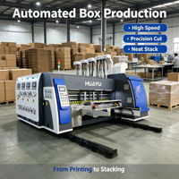 Machine de fabrication de boîtes en carton ondulé avec impression à l'encre multicolore, découpe et empilage automatiques, alimentation automatique