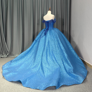Lake Blue Sweetheart <strong>Off</strong> <strong>the</strong> <strong>Shoulder</strong> Quinceanera <strong>Dresses</strong> Pearl Diamond Lace <strong>Corset</strong> for Sweet 15 Girls Party <strong>Dress</strong> 6628 - Product Image 2