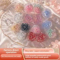 Lampu Malam Kunang-Kunang Berkelap-Kelip Dua Daun Mawar Romantis DIY Aksesori Resin Artistik Buatan Tangan Patch Lem Epoksi Casing Ponsel Pernikahan
