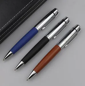 NMFT-004 नई डिजाइन सुरुचिपूर्ण क्रोम बैरल के साथ रंगीन चमड़े पैटर्न धातु मोड़ बॉल पेन
