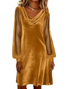 Vestido de malla con cuello en V y color liso para mujer, estilo europeo y americano, nueva colección primavera 2026 - Product Image 6