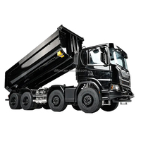 Double E E118-001 Skala 1/14 10CH Scania G540 Truk Sampah RC Berlisensi Hidrolik 8x8 Berbahan Logam dengan Lampu dan Suara