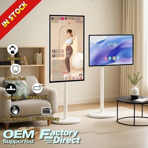 ทีวีเคลื่อนที่ขนาด <span class=keywords><strong>32</strong></span> นิ้ว จอแสดงผลอัจฉริยะแบบพกพา พร้อมขาตั้งปรับระดับความสูงได้ รองรับการเชื่อมต่อไร้สาย สำหรับห้องนอนและสำนักงาน - Product Image 3