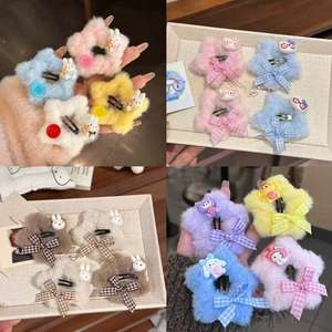 Épingle à cheveux en peluche chat lapin dessin animé, étoiles pentagonales, nœud à carreaux, faite à la main, accessoires pour cheveux, clip pour fille, cœur, douceur d'automne - Product Image 2
