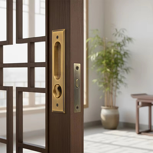 Serrure de <span class=keywords><strong>porte</strong></span> <span class=keywords><strong>coulissante</strong></span> en laiton avec loquet encastré dissimulé - Ensemble de serrures à crochet pour <span class=keywords><strong>porte</strong></span> <span class=keywords><strong>coulissante</strong></span> en bois de patio et de balcon - Product Image 3