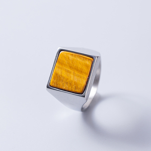 Hiphop 18K vàng đen Onyx đá vòng phụ nữ không thấm nước người đàn ông thanh nhã thép không gỉ vuông đá quý <span class=keywords><strong>Turquoise</strong></span> signet Nhẫn - Product Image 2