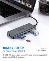 2025 Harga terbaik USB C ke RJ45 adaptor Ethernet, 9 in 1 USB C ke HDMI stasiun Dok dengan 100W pengisian Pd dan pembaca kartu