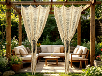 Décorations murales en dentelle tissée en coton de style bohème faites à la main pour terrasse extérieure et toile de fond de mariage
