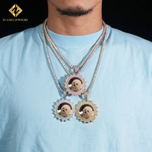 Sunflower Moissanite Photo Pendant 50mm 925 Sterling Silver VVS Moissanite Pendant Iced Out Moissanite Pass Diamond <b>Tester</b> GRA - Product Image 6