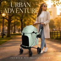 Poussette pliable pour animaux de compagnie One-Touch X1, poussette pour chien et chat avec roues amortissantes, double porte-gobelets, pare-soleil, capacité de charge de 30 kg