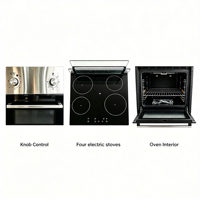 Cuisinière autonome à gaz et électrique 4 brûleurs en acier inoxydable 80L avec double porte en verre trempé et protection contre la surchauffe
