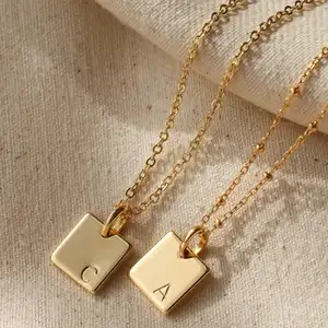 SP DIY Jewelry Necklace Alphabet Pendant Charm 18K Gold Plated Stainless Steel Custom Enamel Initial Letter Pendant