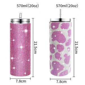 Gobelet isotherme de luxe en acier inoxydable avec strass et paillettes, 40 oz, avec paille et bouchon à vis, design diamant scintillant pour femme, 8 couleurs, idéal pour les cadeaux - Product Image 2