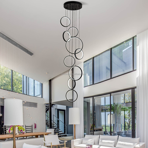 Minimalist SKD Round Circle Pendant Lights 9 Heads <b>Chandelier</b> Lighting <b>for</b> Staircase Home Hotel Villa - Product Image 2