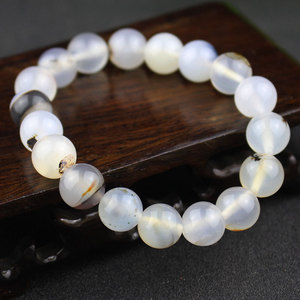 Pulsera de cuentas de ágata blanca de 6 mm, redonda, de piedra natural, regalo de joyería para mujeres, amigas, regalo de cumpleaños - Product Image 1