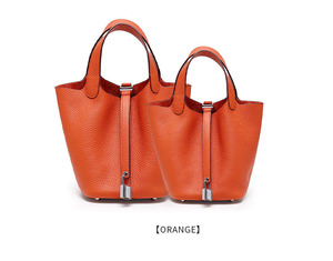 2025 New Genuine Leather Women's Handbag <b>Bucket</b> Bag Simple Fashion High Quality First Layer Cowhide Ladies Bag - Product Image 6