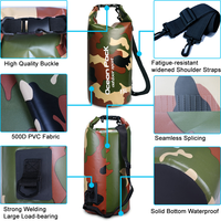 Sac étanche à enroulement camouflage personnalisé 15L 30L 15L 10L 5L, sac à dos cylindrique imperméable pour le camping, Hazard Outfitters pour usage décontracté