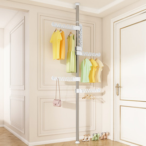 Floor Standing <b>Clothes</b> Drying <b>Rack</b> Telescopic Rod No Drilling Required For Bedroom Balcony Window Use - Product Image 3