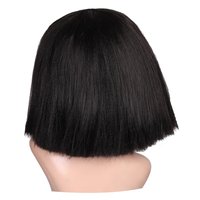 Perruque bouclée noire moyenne et moelleuse pour femmes adultes avec frange coupée et monture ronde en verre