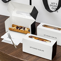 Boîte cadeau rectangulaire jetable autoportante écologique noire mate avec fenêtre pour emballage alimentaire