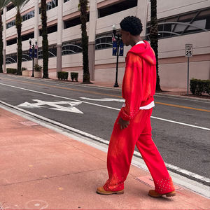 Tuta Vintage lavata acida con ricamo in strass personalizzato aderente con cerniera e felpa con cappuccio - Product Image 3