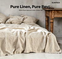 Parures de lit 100 % lin écologiques lavées à la pierre, style européen-américain, draps plats, tailles King, Queen, Twin, Double pour la maison - Vente en gros