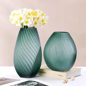 Benutzer definierte nordische Innenausstattung Runde klare Mode Haupt große grüne Vasen Moderne Home Tisch boden Kristallglas Blume Knospe Vase Dekor