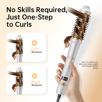 Brosse lissante rotative 2-en-1 à chauffage rapide avec écran LCD, brosse à cheveux automatique en céramique