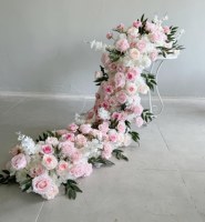 Décoration de mariage moderne personnalisée, centre de table en fleurs de soie, chemin de table, rose en soie rose de haute qualité, longueur 200 cm pour arche
