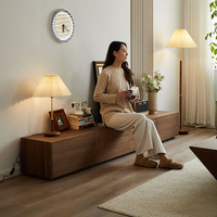Meuble TV et Table Basse Modernes Minimalistes en Bois avec Rangement pour Salon, Appartement Compact, Meuble de Sol pour la Maison