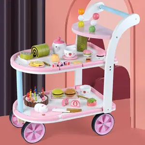 Chariot de crème glacée gâteau coupe jouet jouets en bois semblant jouer jouets semblant jouer cuisiner ensembles de cuisine pour enfants éducatifs