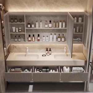 New double basin bathroom cabinet integrated basin wash basin wash basin bathroom mirror cabinet combination - Product Image 3