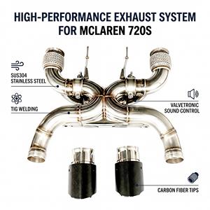 ท่อไอเสีย Vortex Direct Fit SS304 พร้อมวาล์ว สำหรับ McLaren 720S ขายส่งจากโรงงาน ผู้ผลิตชุดแต่งเพิ่มสมรรถนะ ชุดท่อเก็บเสียง - Product Image 1
