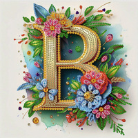 SongwooArt Kits de Peinture Diamant Lettre Florale A pour Enfants, Perles Rondes 5D, Décoration Murale Alphabet, Art de Chambre, Cadeau DIY, Peinture Diamant