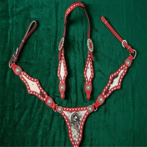Ensemble de têtière, bride et collier de poitrine pour cheval western professionnel, en cuir robuste, pour l'équitation et les aventures en randonnée. - Product Image 6