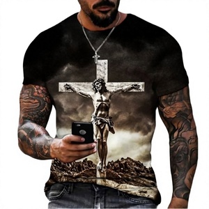 Free Shipping Plus Custom Jesus Christ Cross Jersey Smart Casual T-Shirt Blank Digital Printing Knitted 180 Grams Short Sleeve - Product Image 4