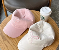 Gorra de Béisbol de PVC Transpirable de 6 Paneles para Mujer con Decoración de Lazo, Ajustable, Protección Solar, Estilo Deportivo Casual, Primavera/Verano