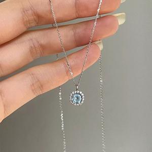 <b>Heart</b> Ocean Paraiba Light Sea Blue Gem Love <b>Pearl</b> <b>Necklace</b> Retro High Carbon Diamond Clavicle Chain Fine Pendants Charms Luxury - Product Image 1