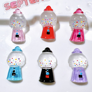 Mignon Cabochon en résine à dos plat Kawaii rouge rose Gumball Machine bricolage embellissement maison de poupée accessoires Scrapbooking