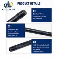 High Strength Blackened Carbon Steel Double End Threaded Rod Stud Bolt for Construction Machinery