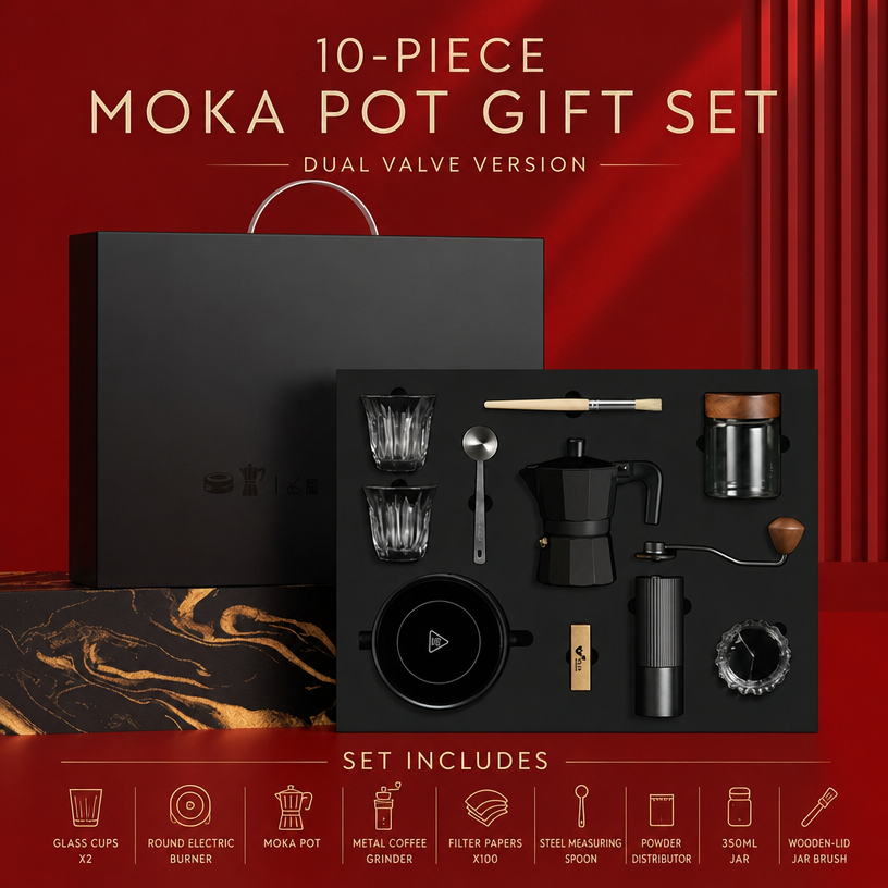 Black 10-piece set, dual-valve version